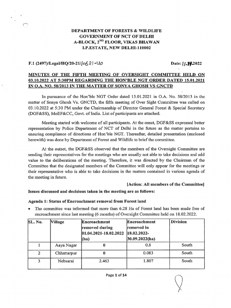 Minutes of 5th Meeting of Oversight Committee | PDF