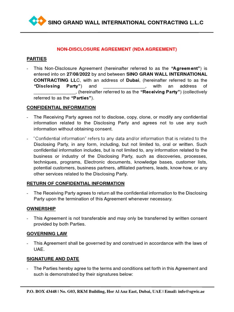 Nda Agreement | PDF | Non Disclosure Agreement | Justice