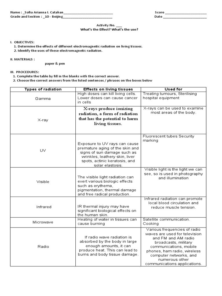 Effects and Uses of Electromagnetic Radiation | PDF | Electromagnetic ...