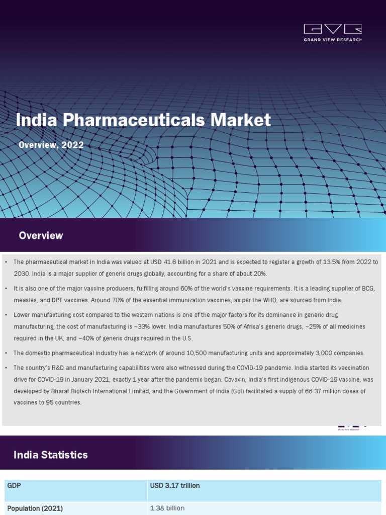 India Pharmaceuticals Market Overview 2022 | PDF | Generic Drug ...