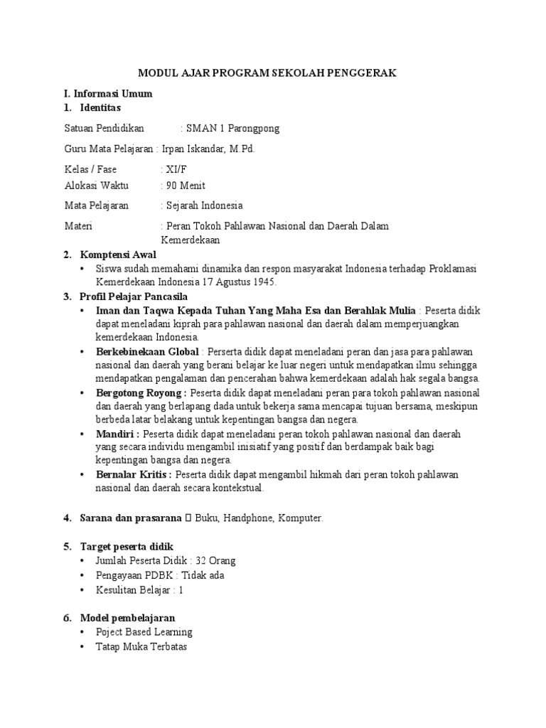 Contoh Modul Ajar PSP OK | PDF