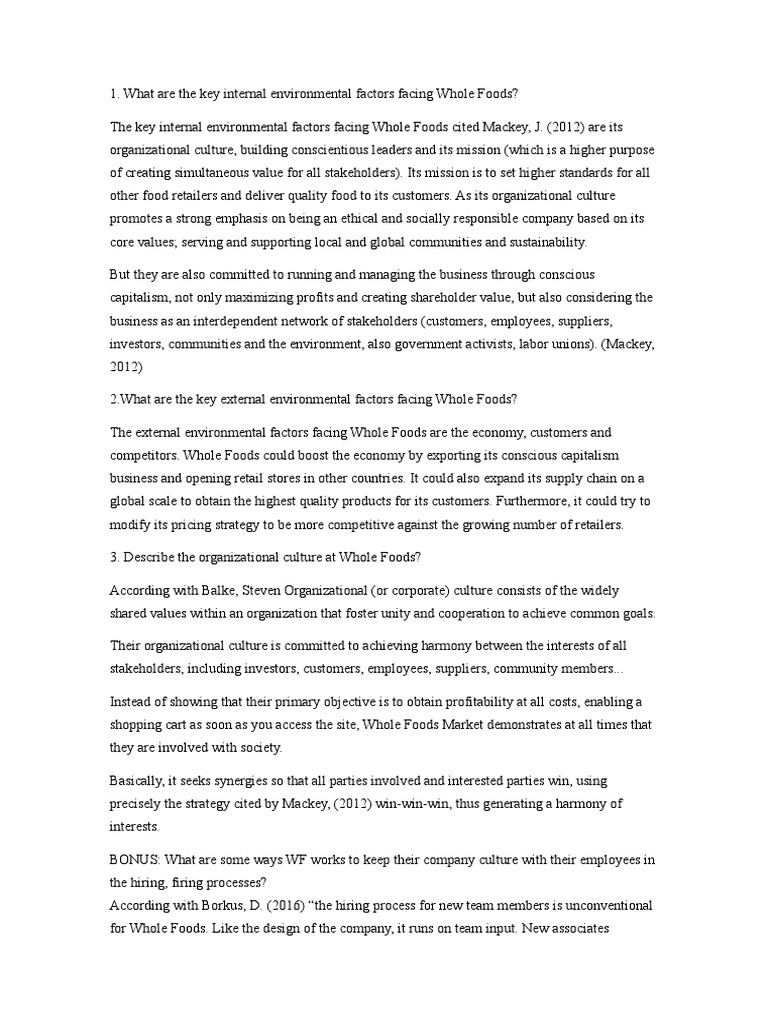 Internal Environmental Examples