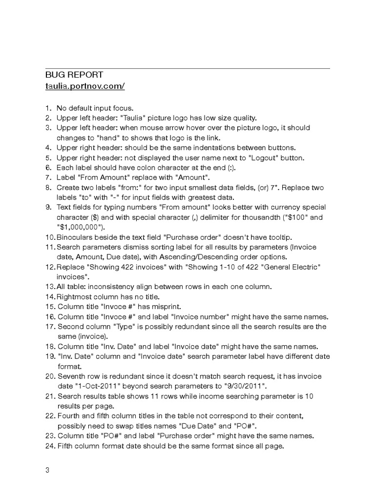 TAULIA Bug Report PDF