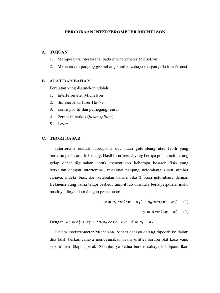 Laporan Interferometer Michelson Pdf