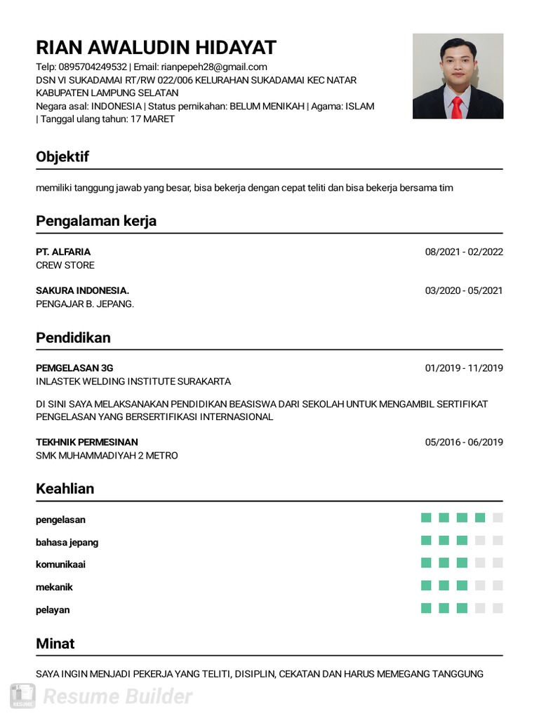 CV Rian Awaludin Hidayat | PDF