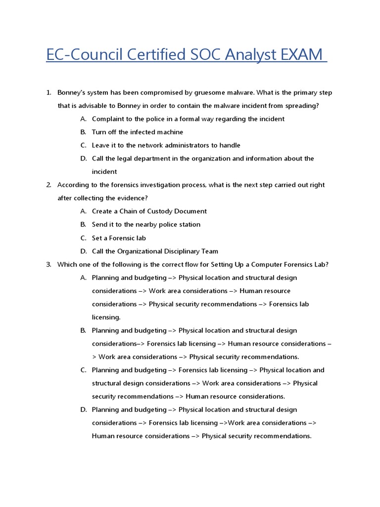 Certified SOC Analyst Exam Questions | PDF | Computer Forensics ...