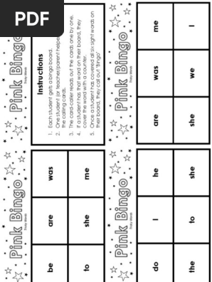 BINGO Tricky Words