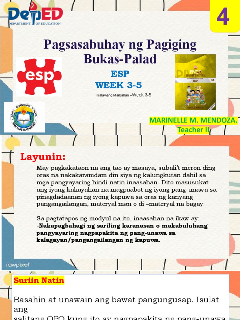 Esp Quarter 2 Week 3-5 | PDF