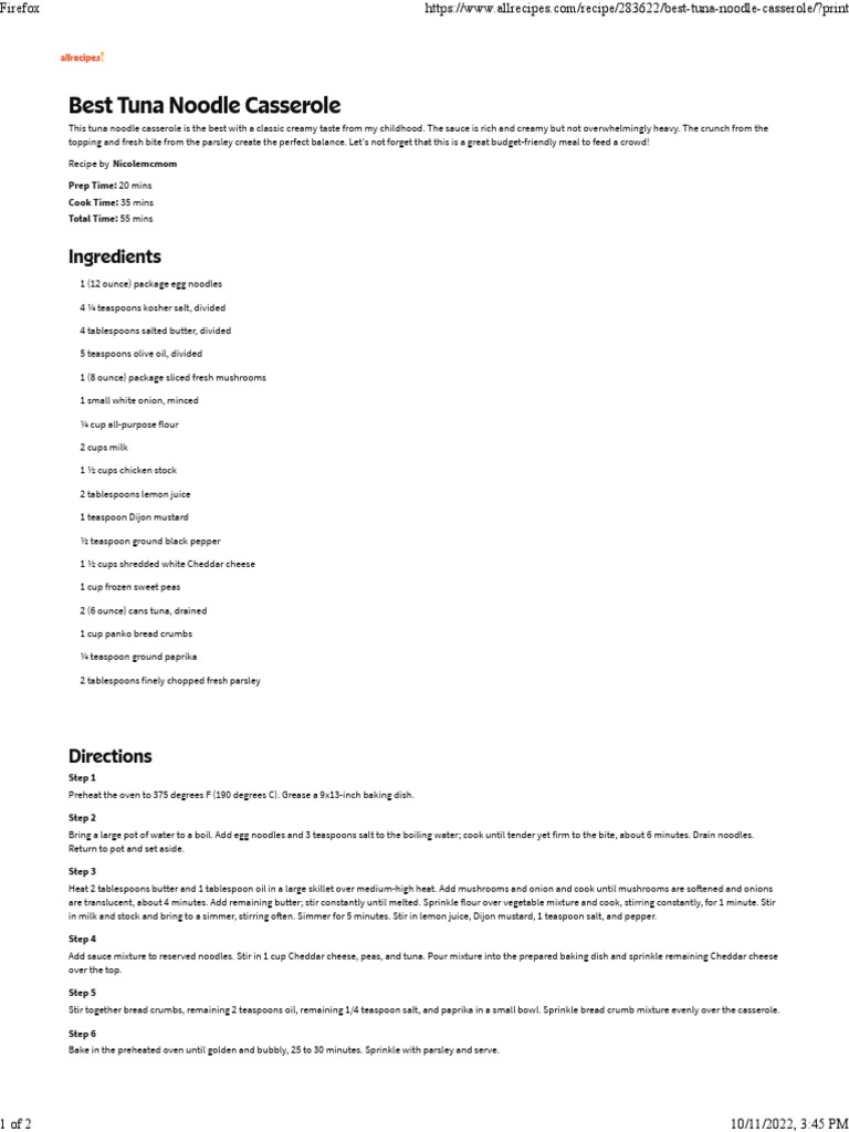 Best Tuna Noodle Casserole PDF Cooking Breads