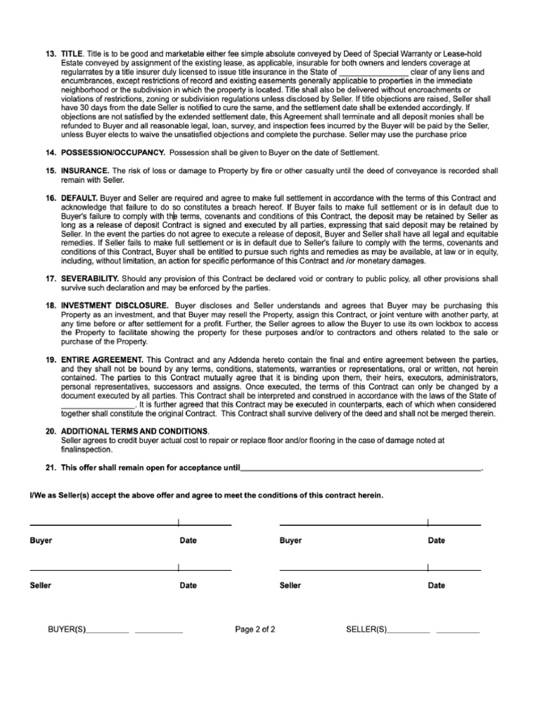 Wholesale Real Estate Addendum Contract PT 2 PDF