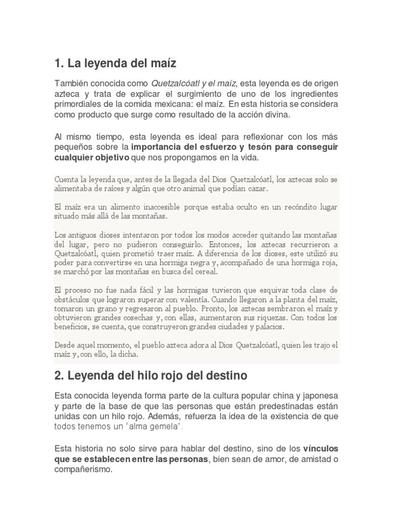 Leyendas Cortas para Niños en PDF | PDF