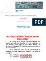 Gestion Financiére - Les Critéres de Choix Dinvestissements Semestre 5 Séances 8 Et 9 Mardi 12-Janvier - 2021