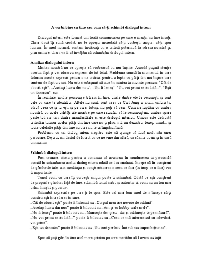 Dialogul Intern | PDF