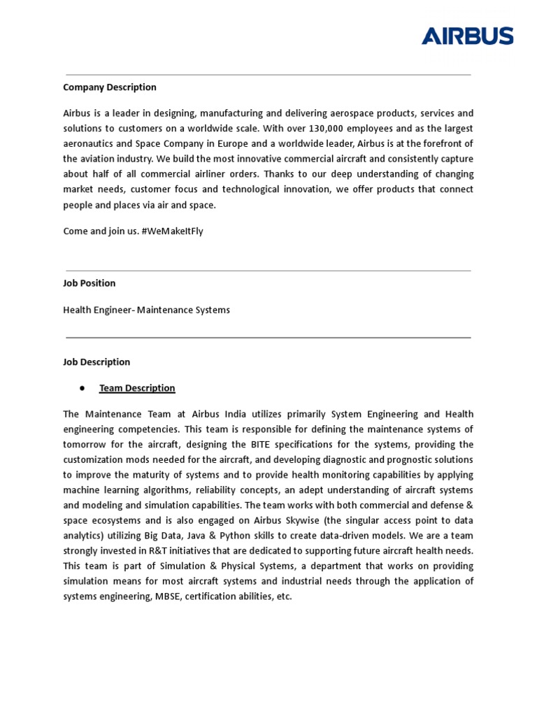 JD - Health Engineer - Maintenance Systems | PDF | Engineering | Simulation