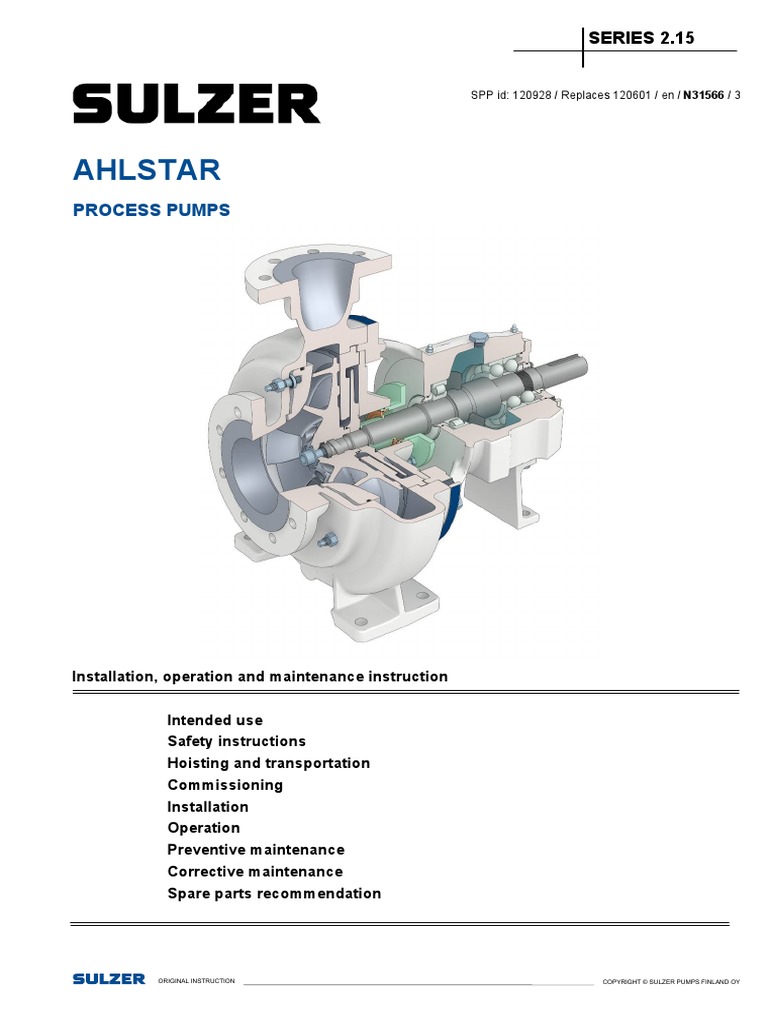 Sulzer Ahlstar Process Pumps (App) PDF Pump Safety