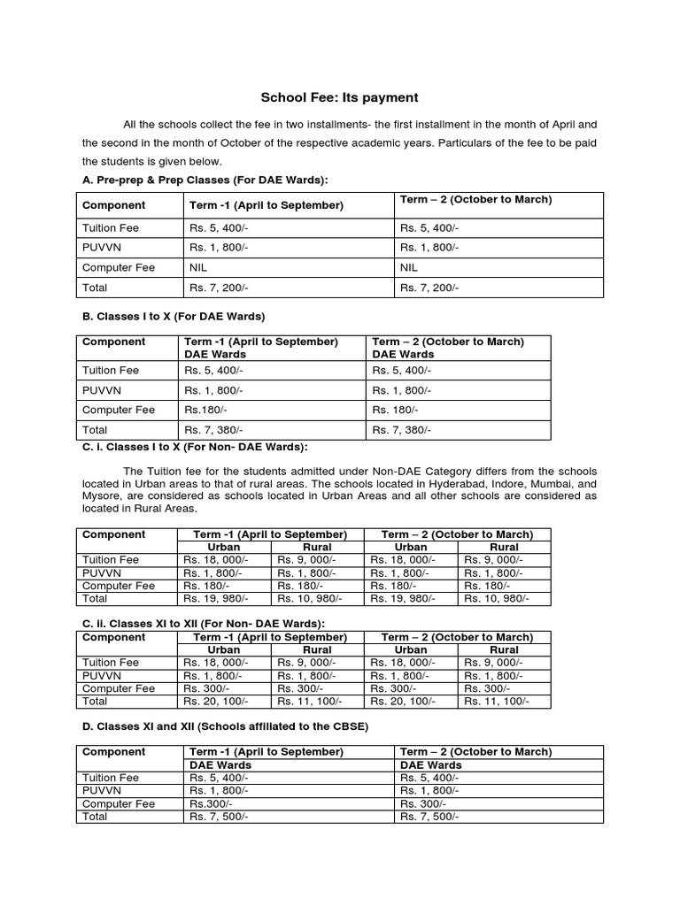 School Fee Its Payment PDF Fee Payments