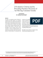 Review of Evaluative Criteria Used by Consumers Preceding Purchase Decisions of Fmcgs
