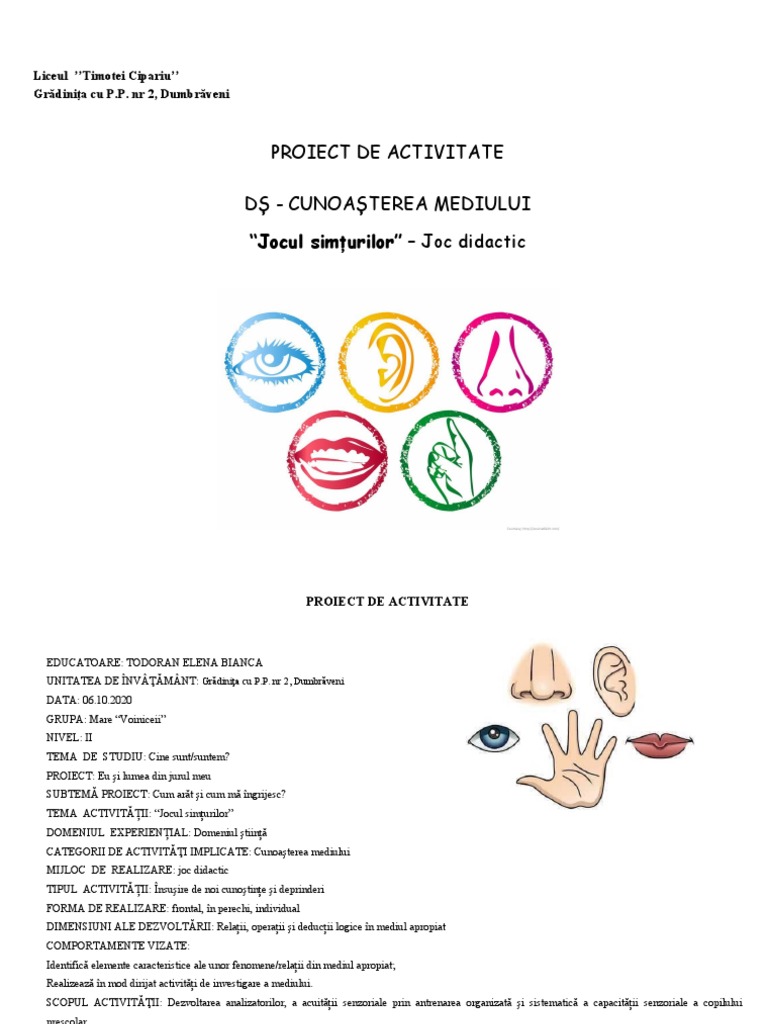 Proiect Didactic Ds Simturile | PDF