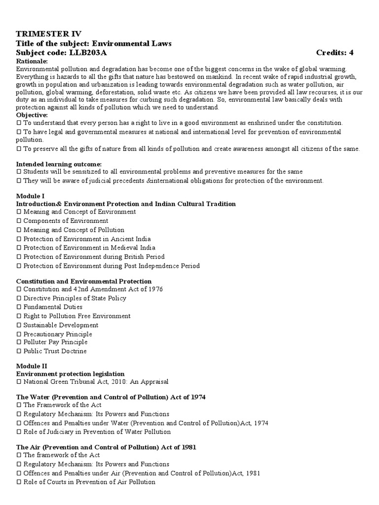 Environmental Law in India Overview | PDF | Environmental Law ...