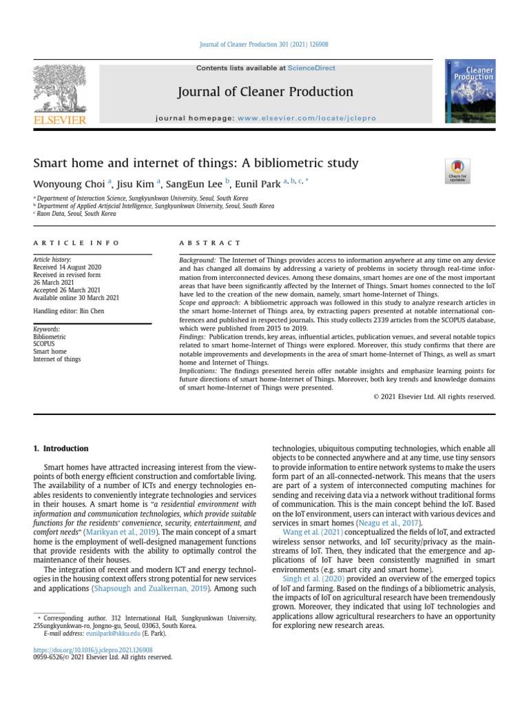 Smart Home and Internet of Things A Bibliometric Study | PDF | Internet ...
