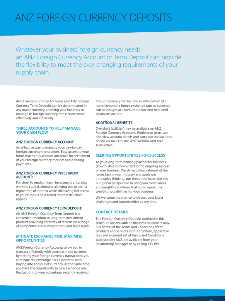 Anz Term Deposit Interest Rates