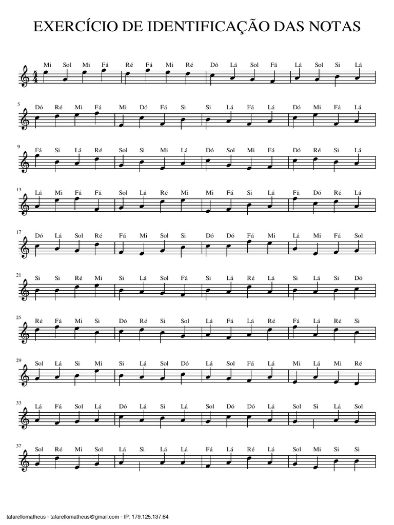Identificação de Notas Musicais em uma Partitura | PDF | Elementos da ...
