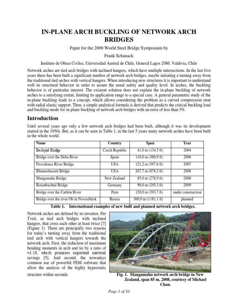 In-Plane Buckling of Network Arch Bridges | PDF | Buckling | Bending