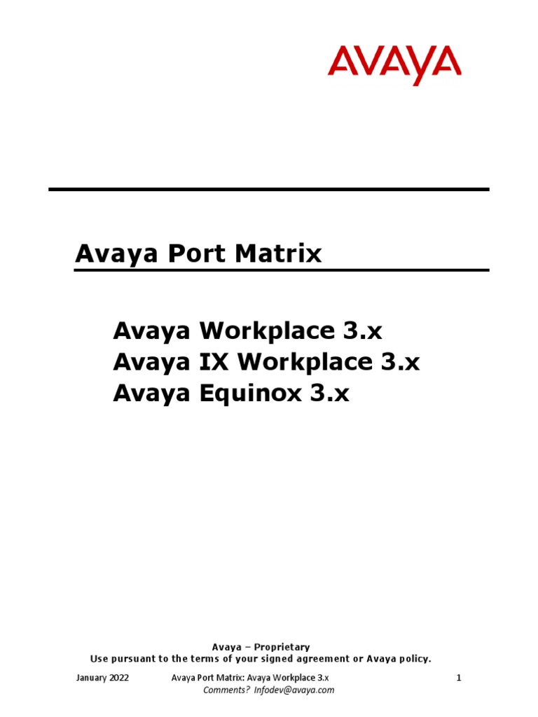 Avaya Port Matrix Avaya Workplace | PDF | Port (Computer Networking