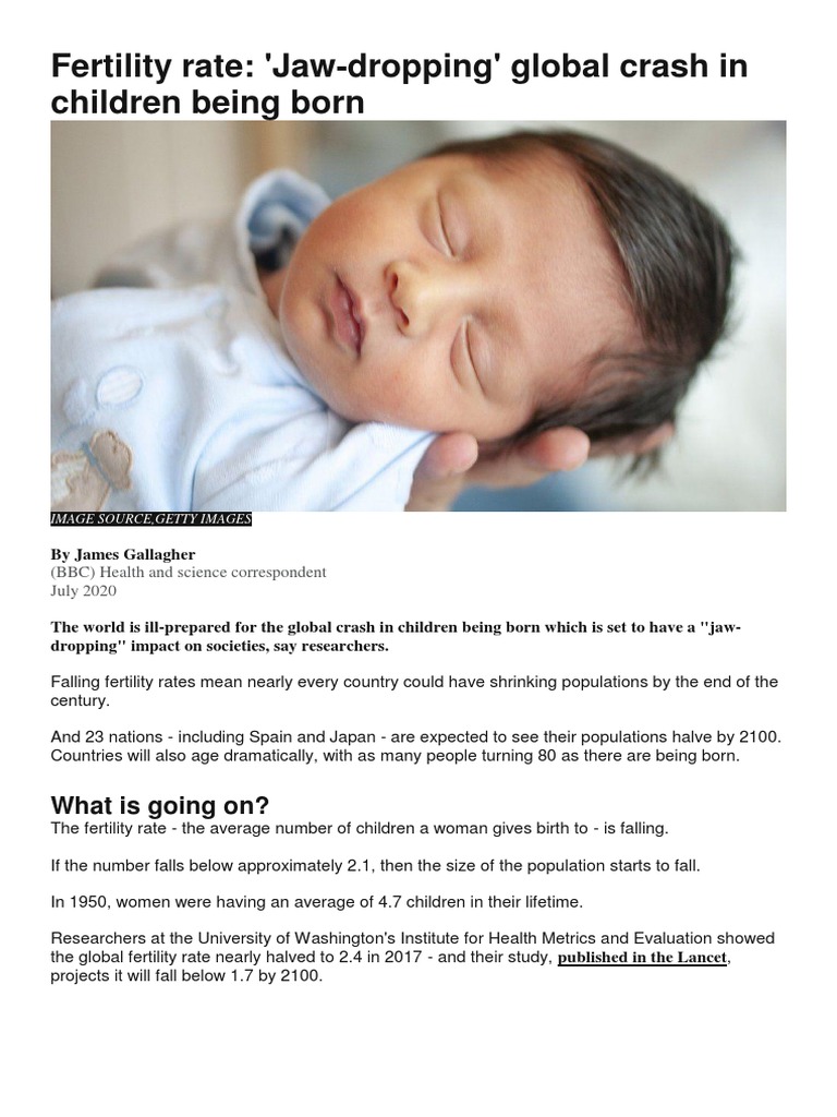 Global Decline in Fertility Rates PDF Total Fertility Rate Fertility