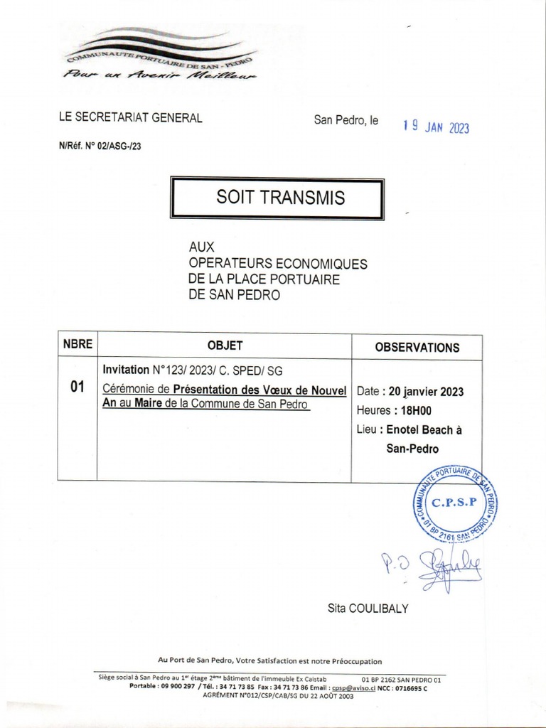 Soit Transmis #02 - Invitation A La Ceremonie de Presentation de Voeux ...