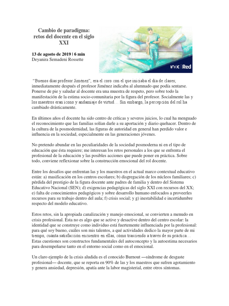 Retos del docente en el siglo XXI | PDF | Maestros | Las emociones