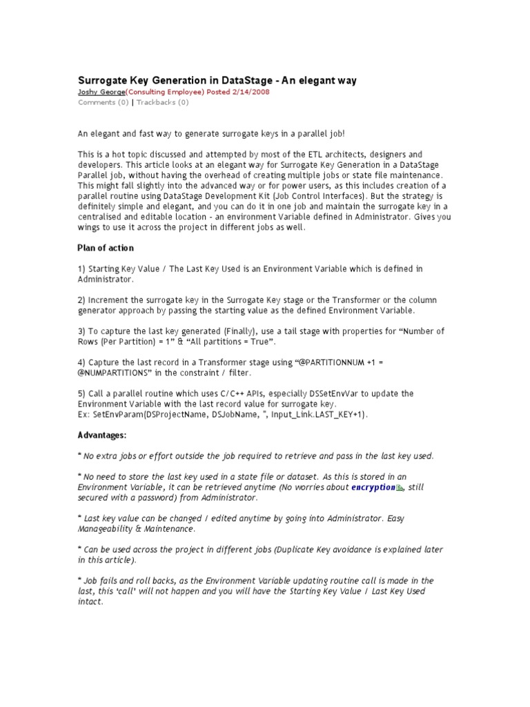 Surrogate Key Generation in DataStage | PDF | Application Programming ...