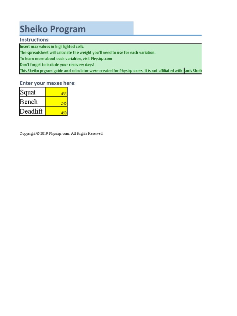 Sheiko Program 1 | PDF