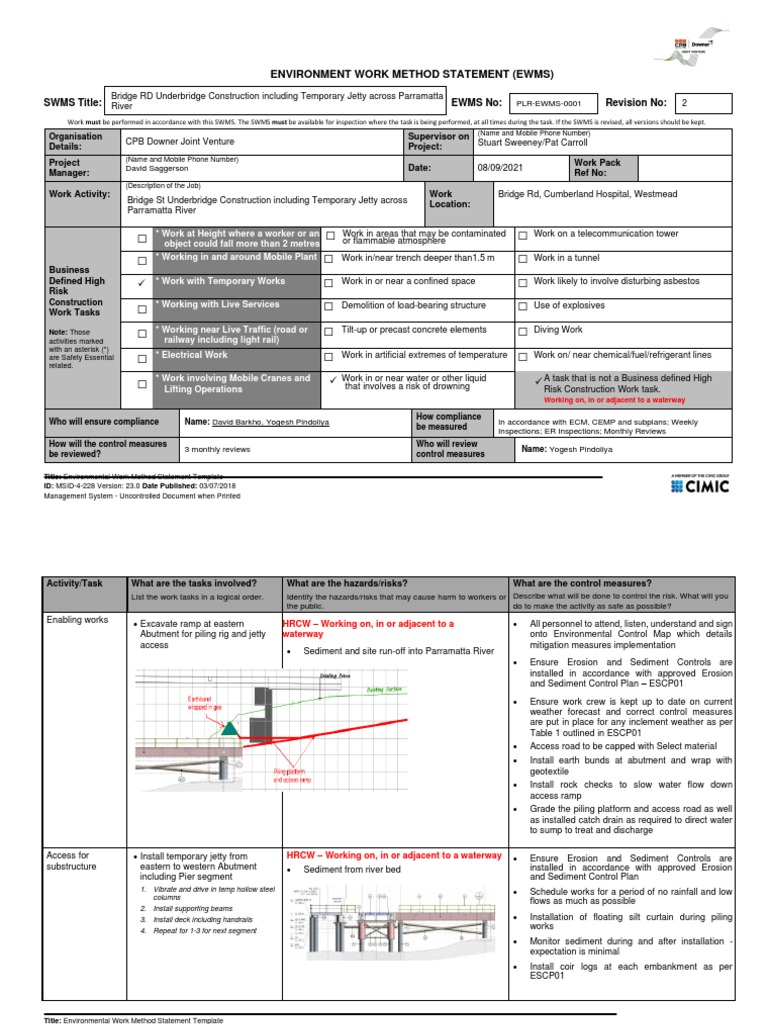 Environmental Method Statement for Jetty | PDF | Risk | Deep Foundation