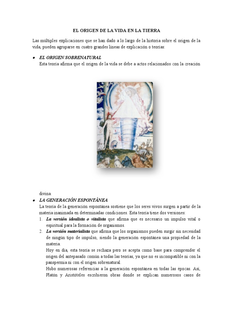 Teorías del Origen de la Vida | PDF | Filosofía | Religión y espiritualidad