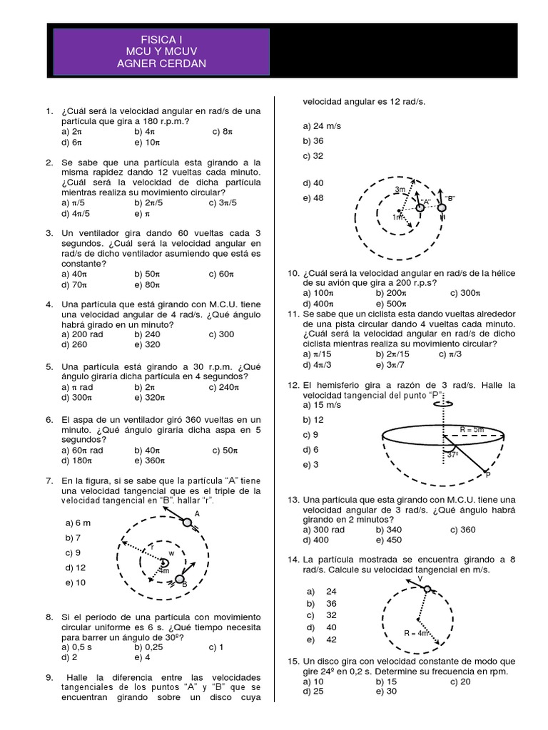 Velocidades angulares en rad/s PDF Velocidad Mecanica clasica — free download
