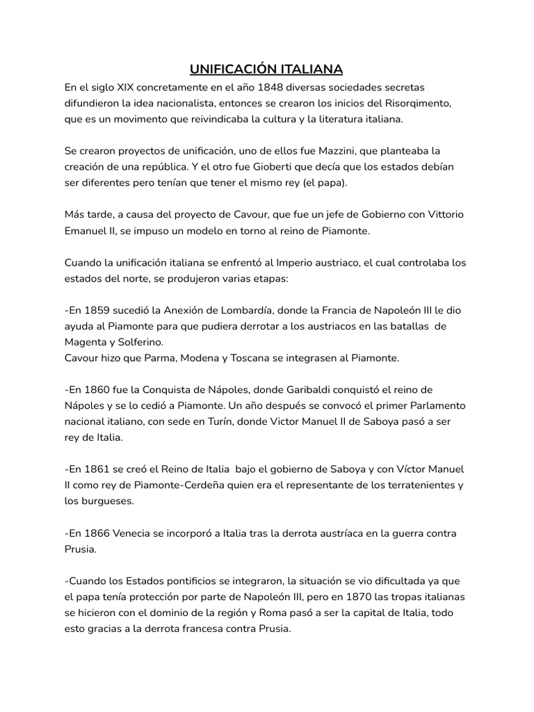 Unificación Italiana PDF