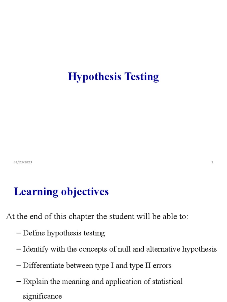 Understanding Hypothesis Testing | PDF | P Value | Type I And Type Ii ...