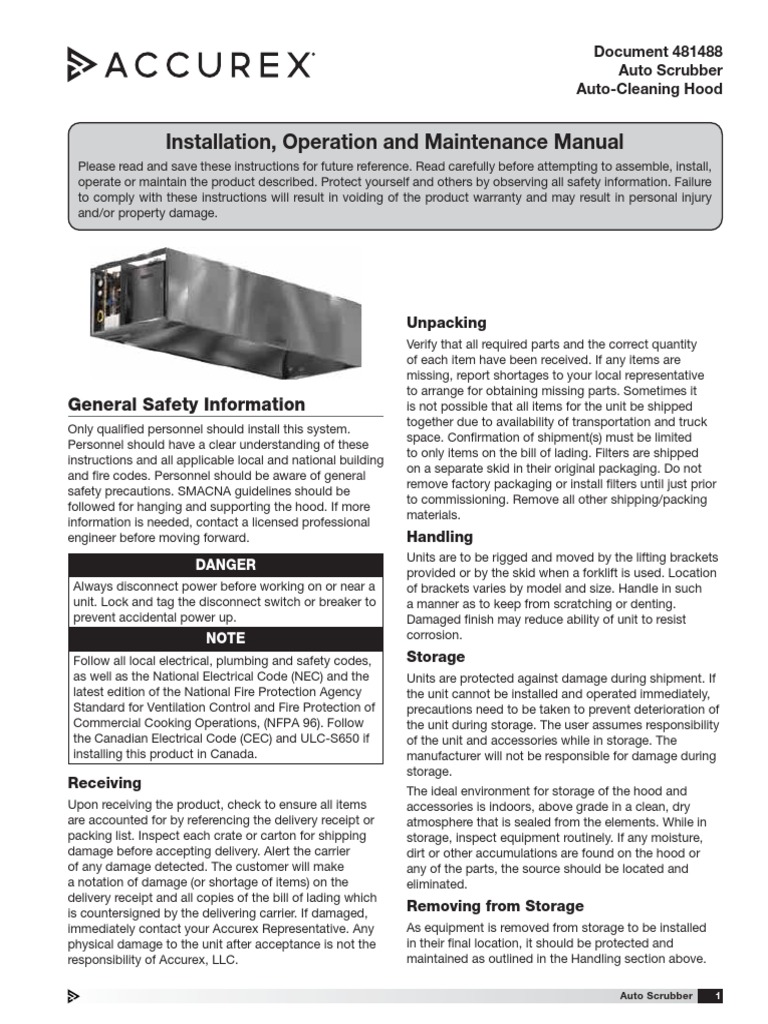 ACCX-AUTOSCRUBBERHOOD Iom | PDF | Duct (Flow) | Screw