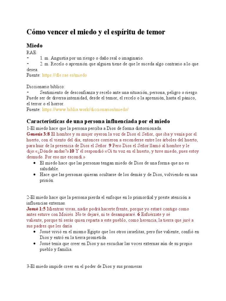 Cómo Vencer El Miedo y El Espíritu de Temor | PDF | Amor | Temor