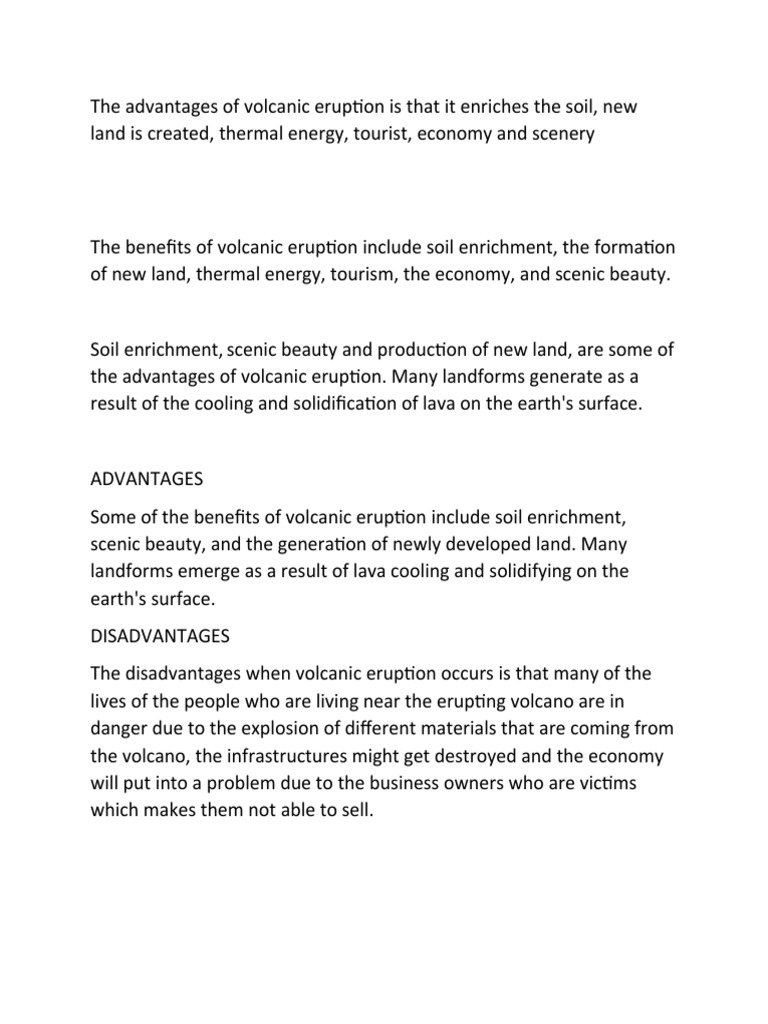 The Advantages of Volcanic Eruption Is That It Enriches The Soil PDF