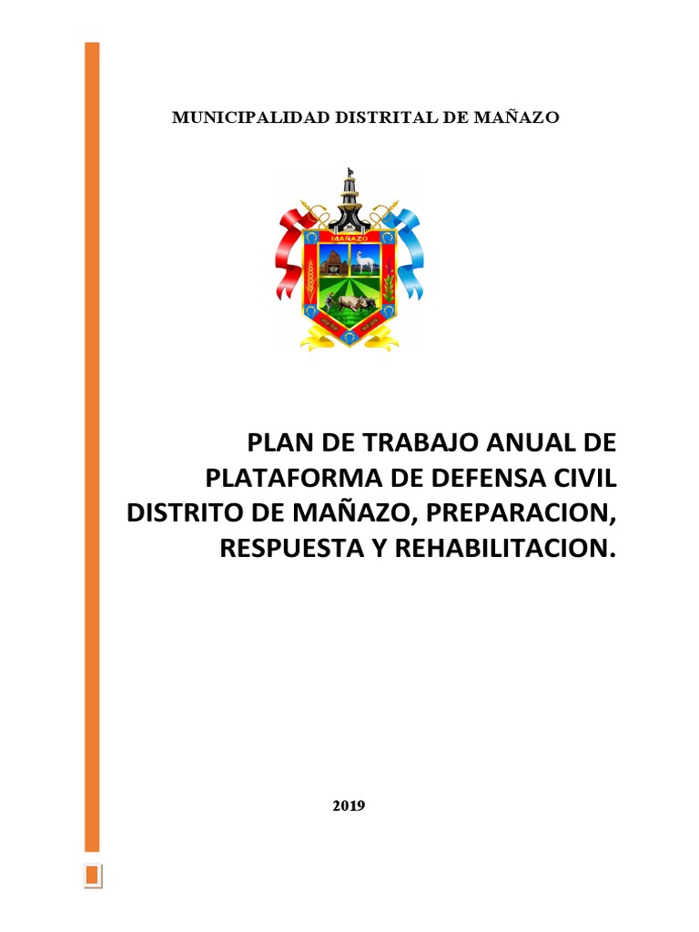 Plan Anual Defensa Civil Mañazo 2019 | PDF | Defensa Civil | Planificación