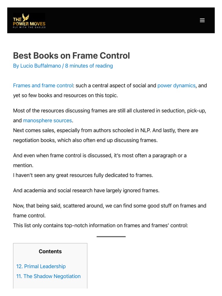 Top Frame Control Books Reviewed | PDF | Negotiation | Psychology