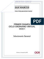 Solucionario 1er Examen Pre San Marcos Ciclo Ordinario 2020-I