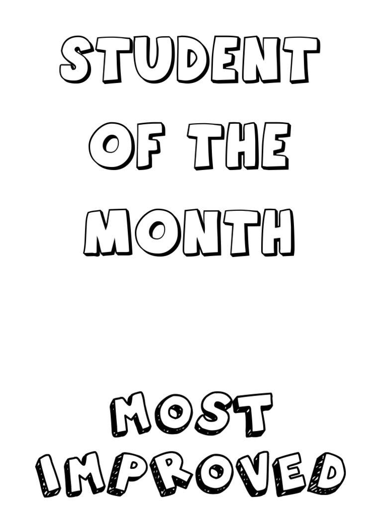 Student of the Month Most Improved Bulletin Board Labels PDF
