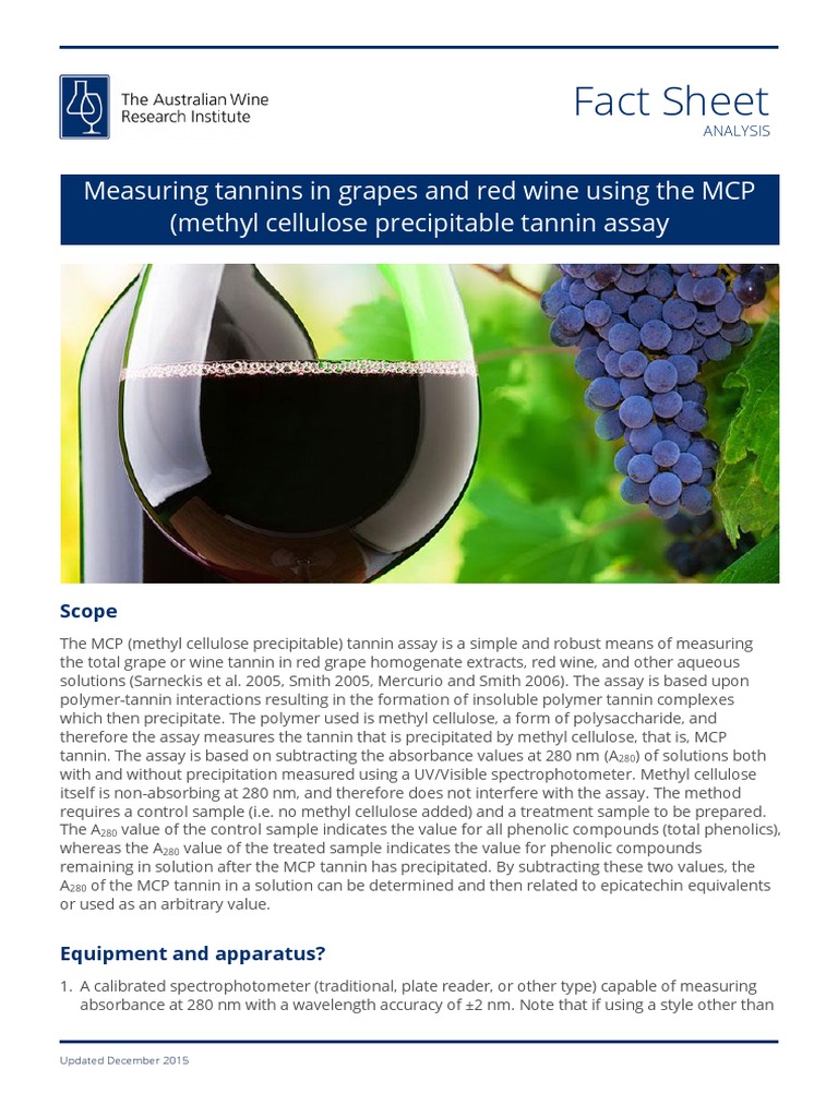 MCP Method PDF Phenolic Content In Wine Spectrophotometry
