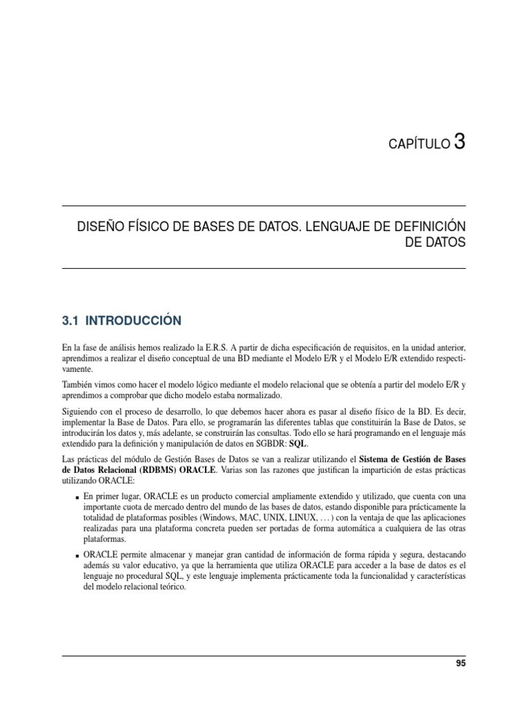Diseño Físico y DDL en SQL | PDF | SQL | Base de datos relacional