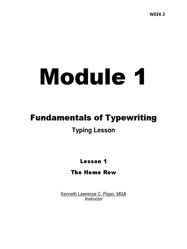 Module 1 Typing Lesson (Lesson 1 The Home Row) PDF Tools