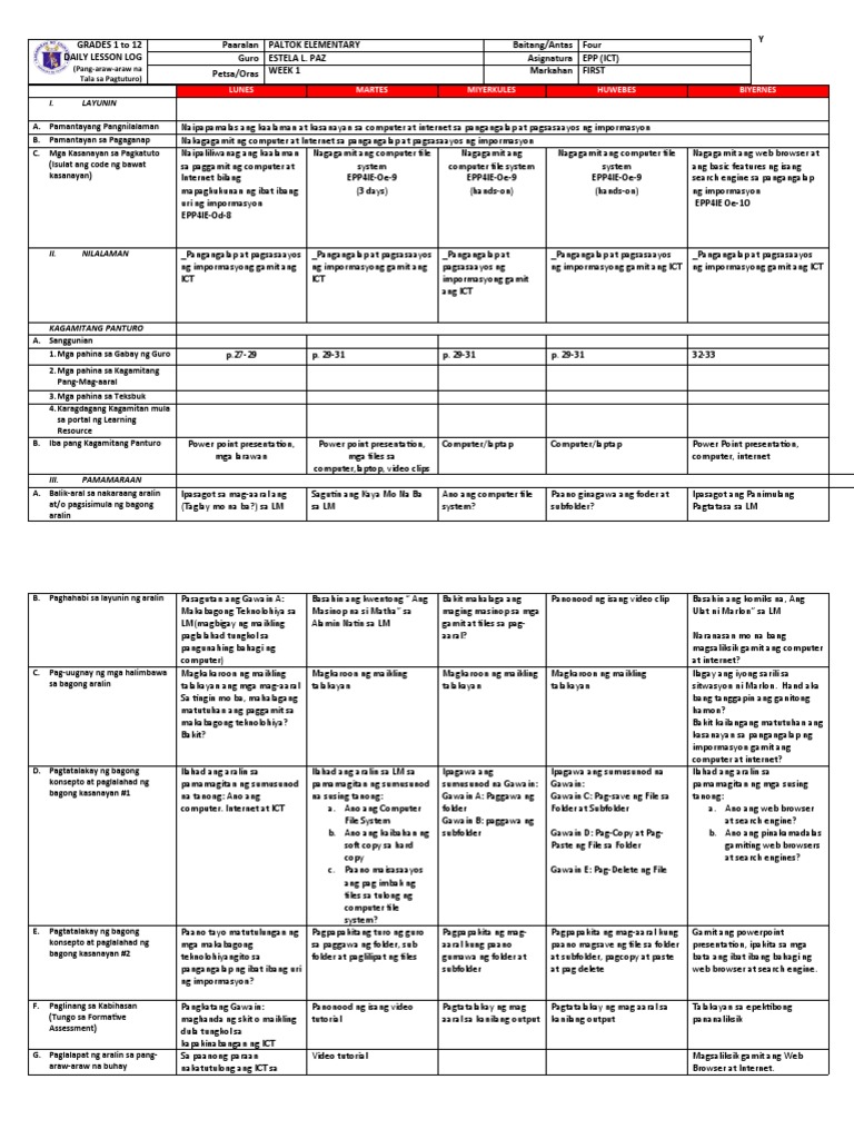 DLL Epp Ict Week 1 10 | PDF