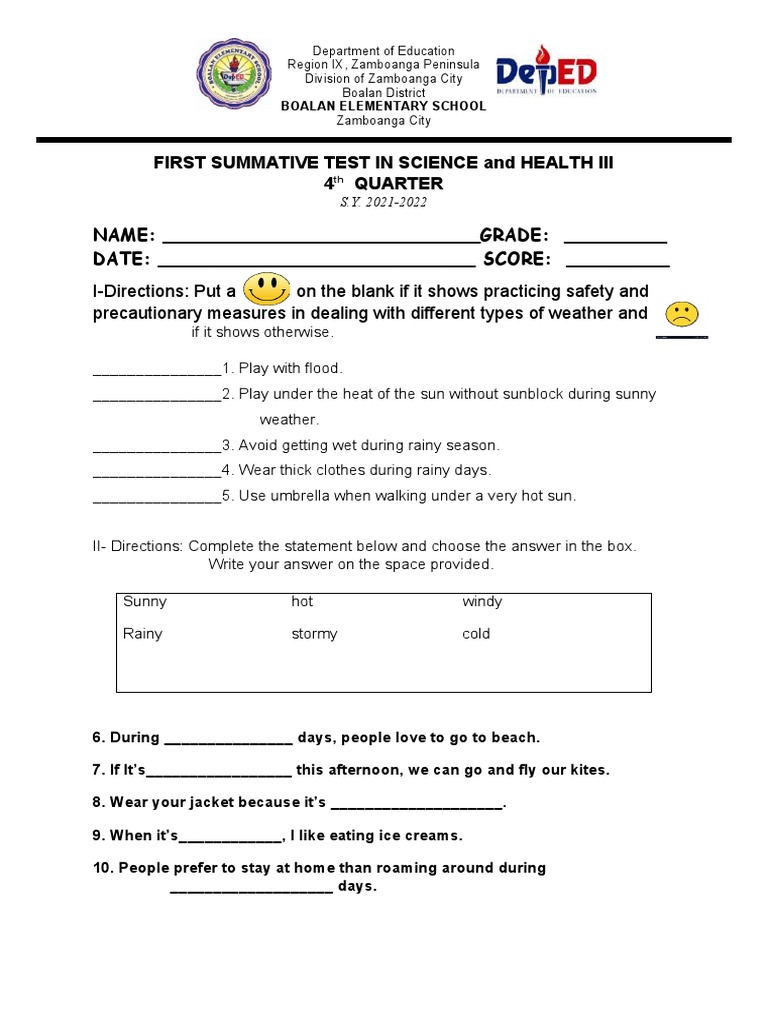 Science-PG3-SECOND-Summative Test | PDF
